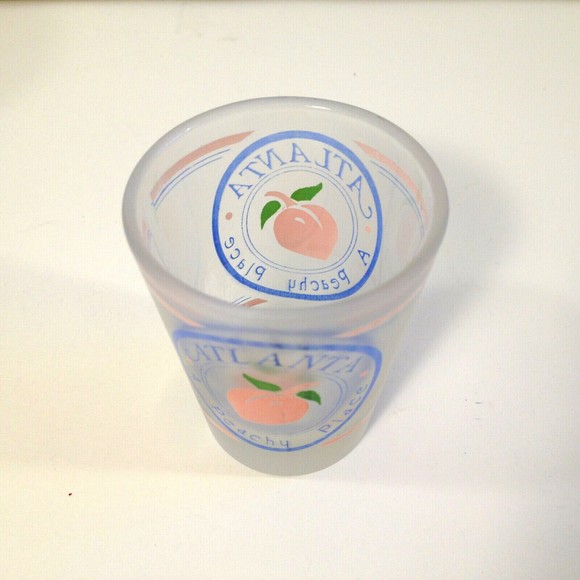 Vintage Souvenir Atlanta A Peachy Place Frosted Shot Glass Peach on Front - Picture 8 of 11